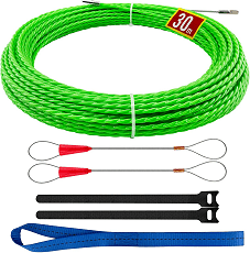 Aiguille électricien 30 m - Tire fils électrique,Tire câble avec accessoires