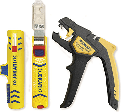 Jokari 490079 Basic Kit d'installation domestique : pince à dénuder 4 Pro, dégageur de câbles Secura Super No. 15 et couteau pour câbles