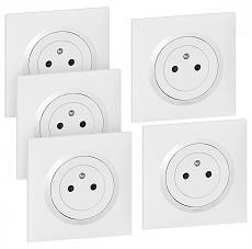 Lot de 5 prises de courant 2P+T Surface complet  Legrand Dooxie